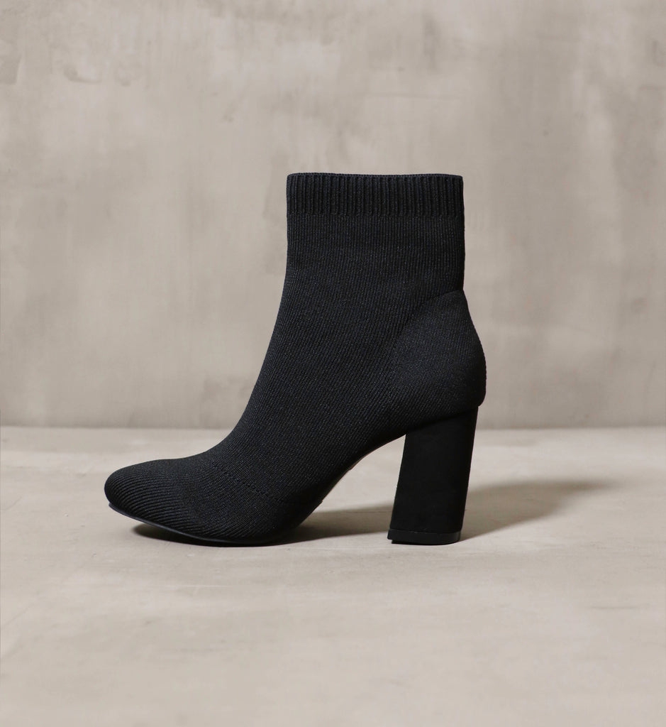 Rumor Has Knit Ankle Boot with a stretchy upper for easy pull on.