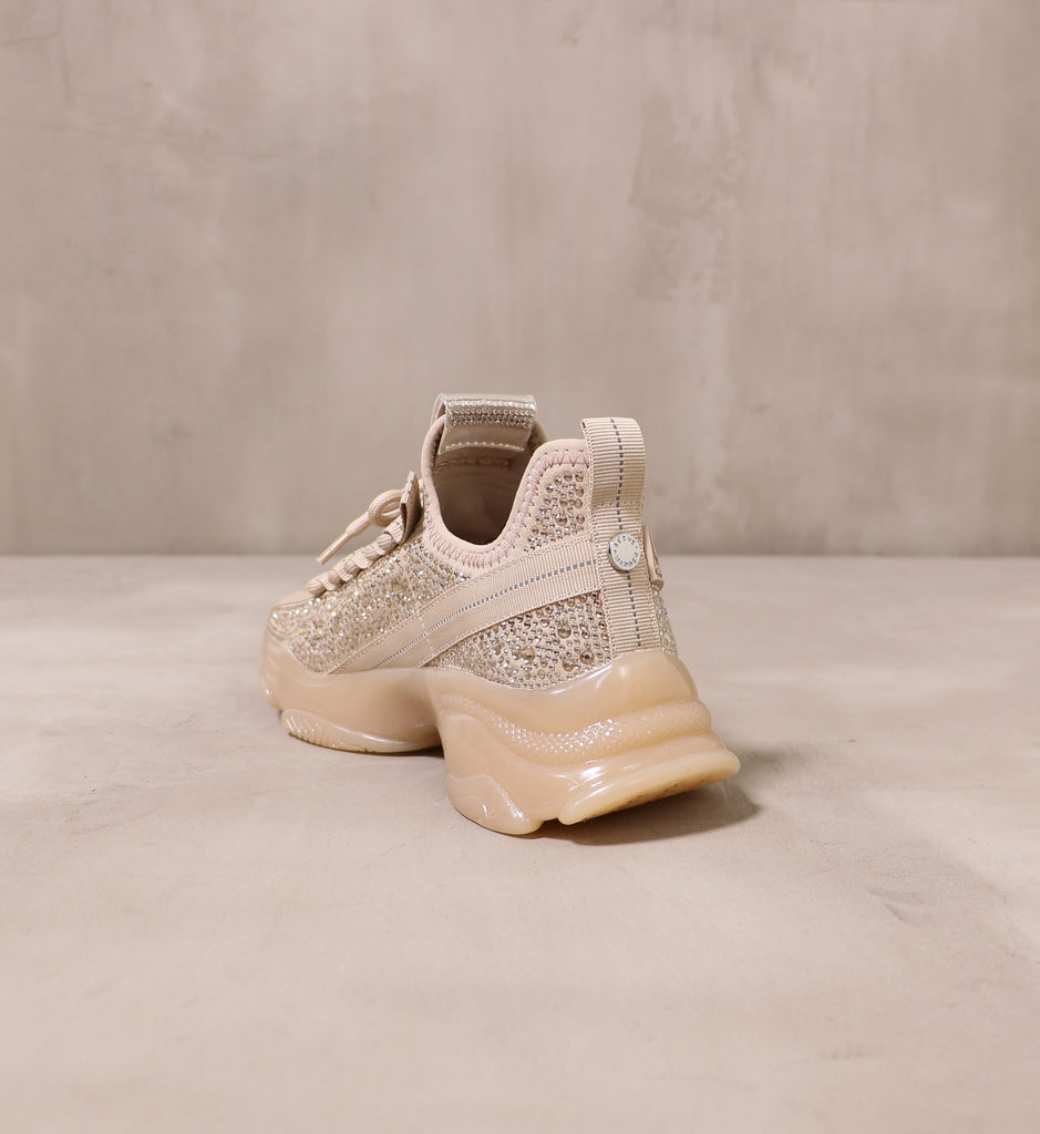 back of the crystal embellished upper on the diamond in the blush sneaker