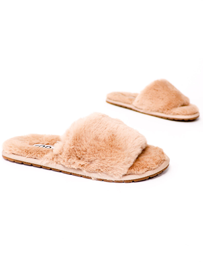 Natural cozy for you slippers on white background - elle bleu