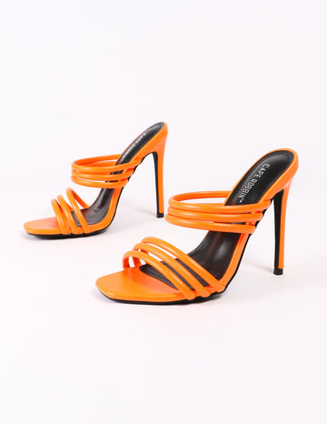 orange strappy heels and black insole - elle bleu shoes