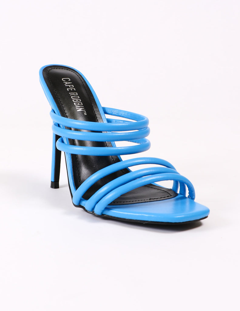 Front of the strappy blue heel - elle bleu shoes