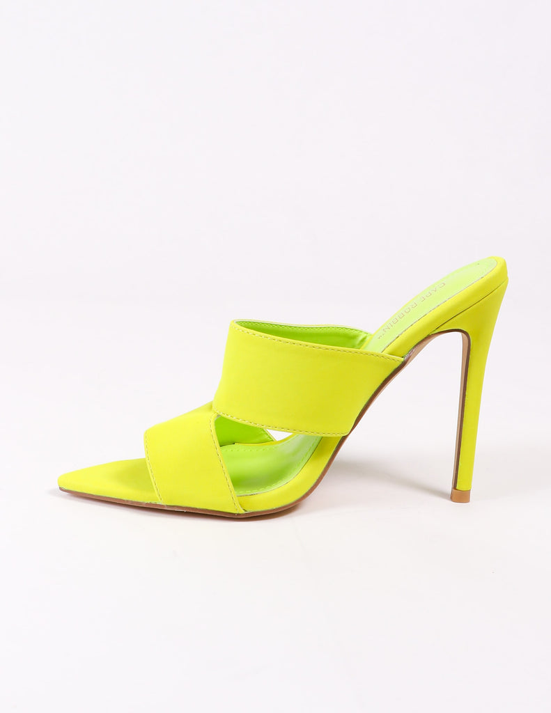 lime green stiletto heel on white background - elle bleu shoes