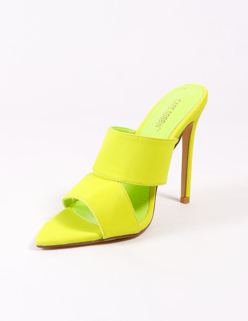 pointed sole open toe lime green heel - elle bleu shoes