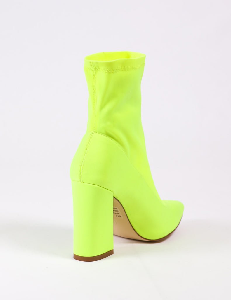 back of the highlight of my life bootie in lime - elle bleu shoes