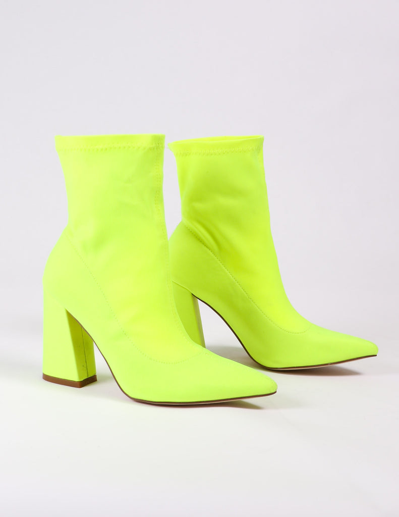 lime green highlight of my life bootie - elle bleu shoes