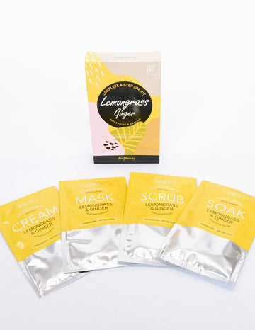 Lemongrass ginger 4 step pedi spa kit with 4 foil packs