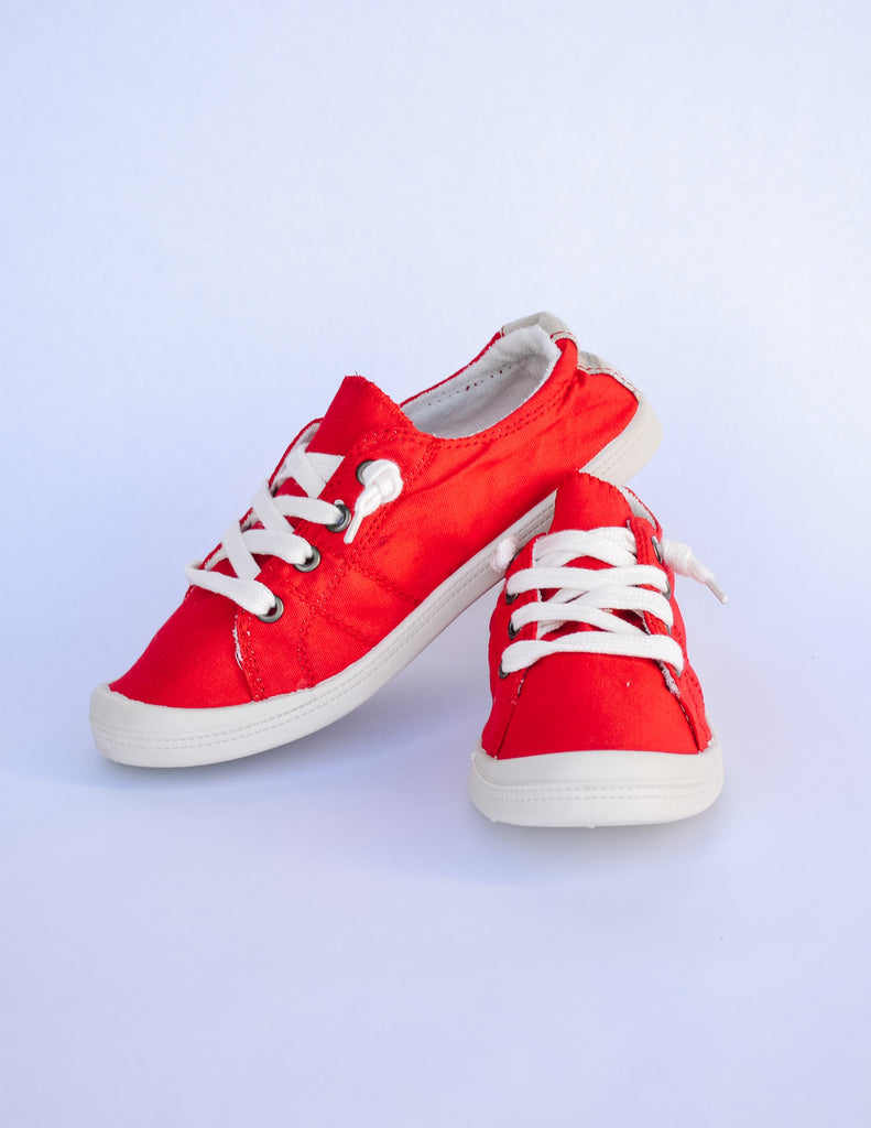 Red comfort sneakers with striped back - elle bleu