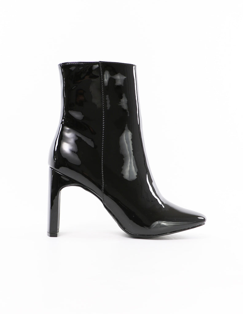 side of the black patent leather and your point is ankle bootie heel - elle bleu shoes