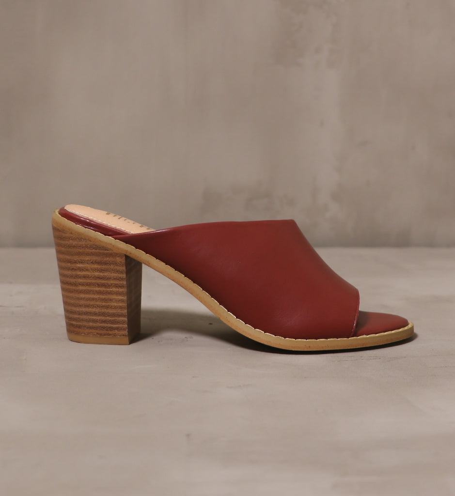 outer side of the brick up your feet heel with stacked wood block heel