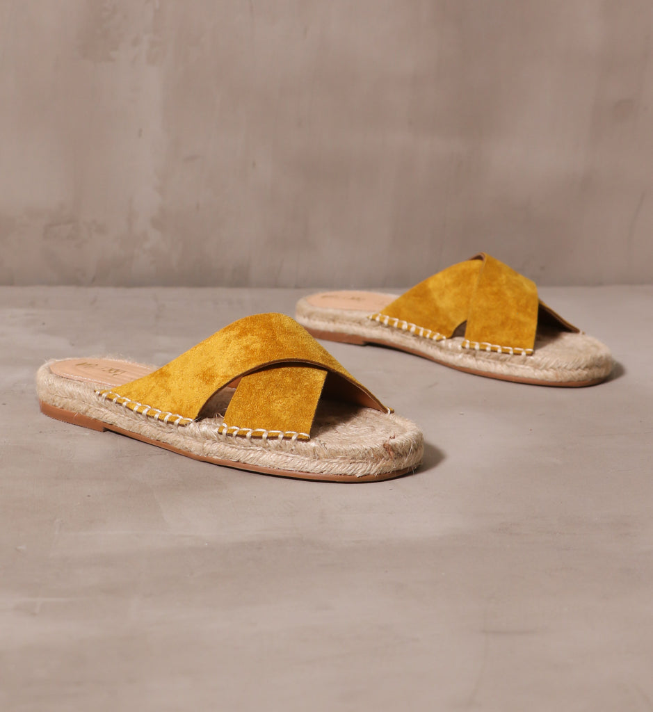 esparto rope espadrille you go with me insole with mustard yellow criss cross suede straps 