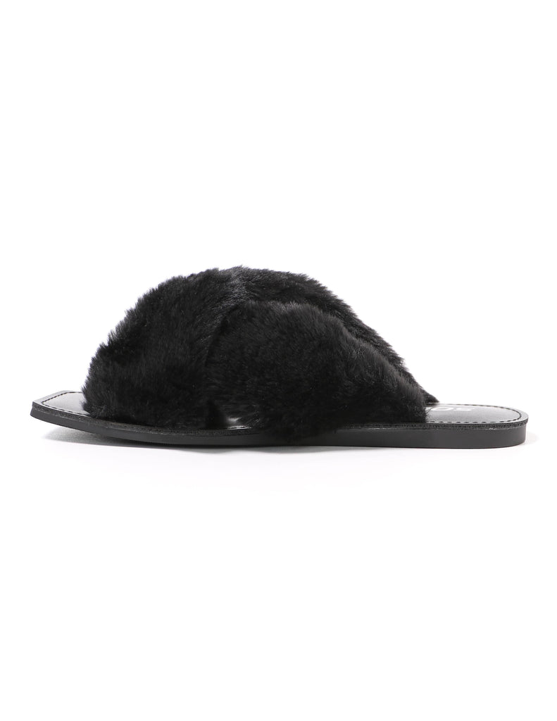 side of the black soda fuzzy business slide slipper