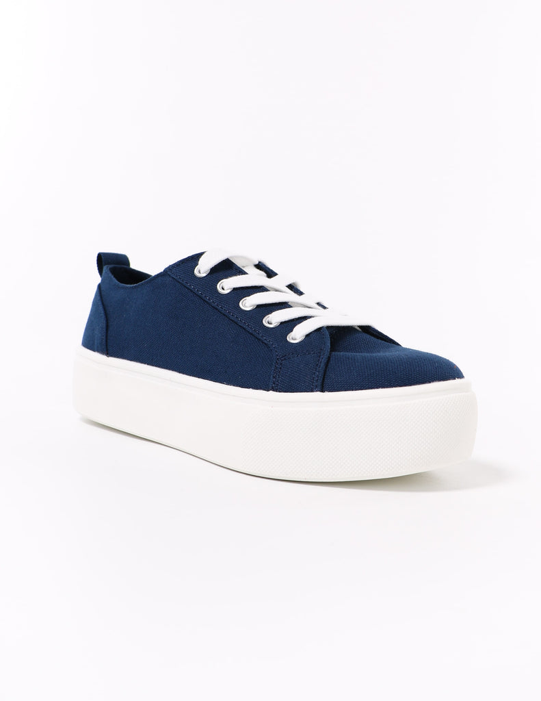 front of the lace take it slow navy sneaker - elle bleu shoes