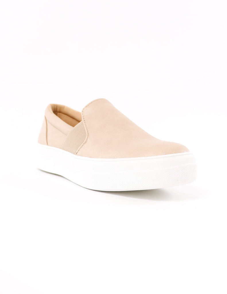 front of the natural kickin' it sole-o slip on sneaker on white background - elle bleu shoes
