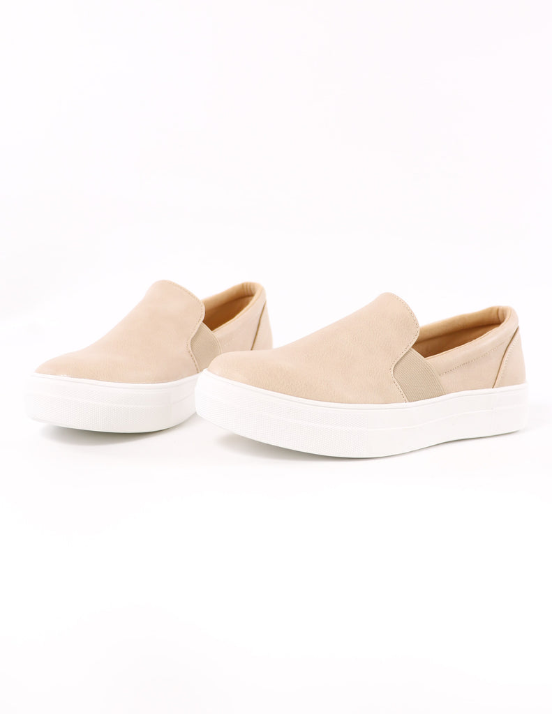 natural kickin' it sole-o sneakers on white background - elle bleu shoes