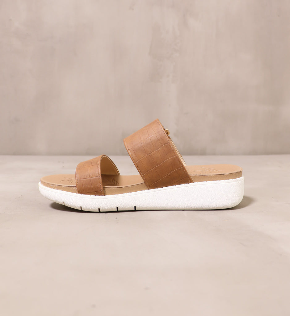 inner side of the one two strap sandal with chunky rubber white sole