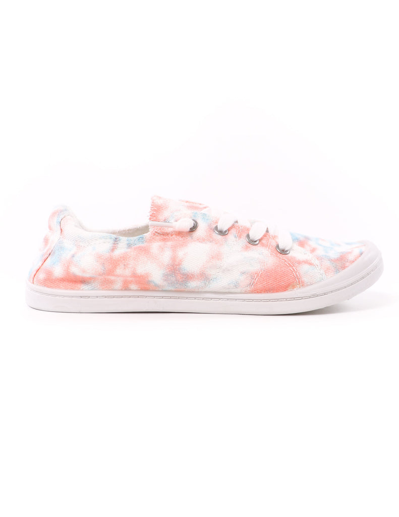 tie dye one step ahead canvas sneaker with white laces - elle bleu shoes