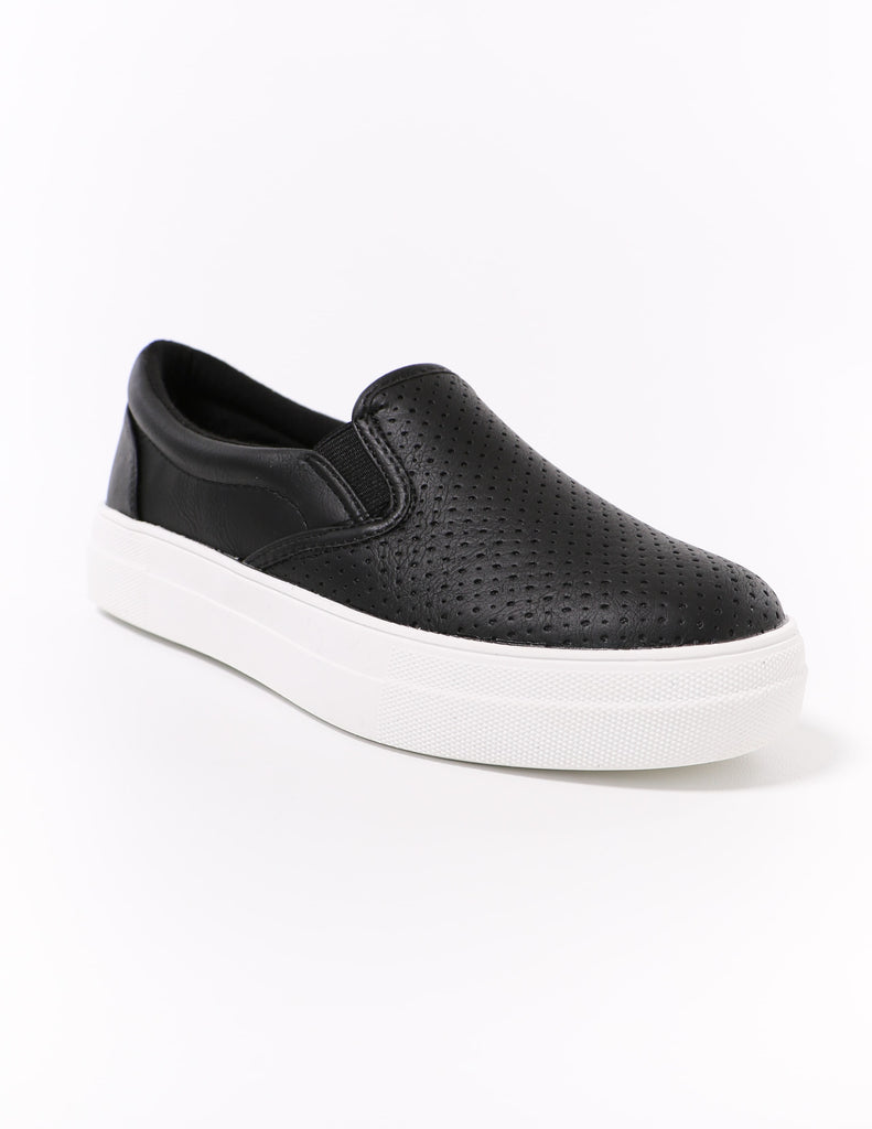 white sole black upper perf every penny sneaker - elle bleu shoes